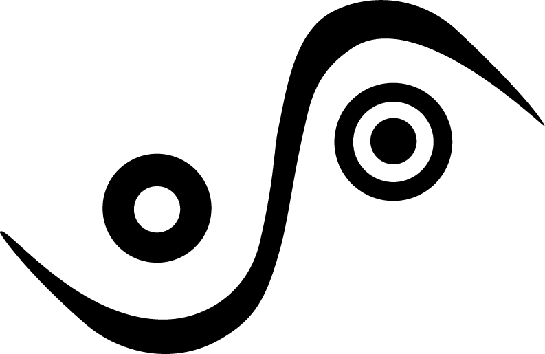 Wicked Questions icon comprised of two sweeping curves with concentric circles, suggesting movement and connection.