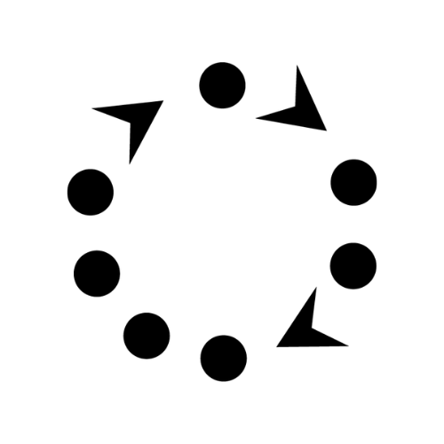 1-2-4-All icon: circular pattern of dots and arrows showing the converging group conversation