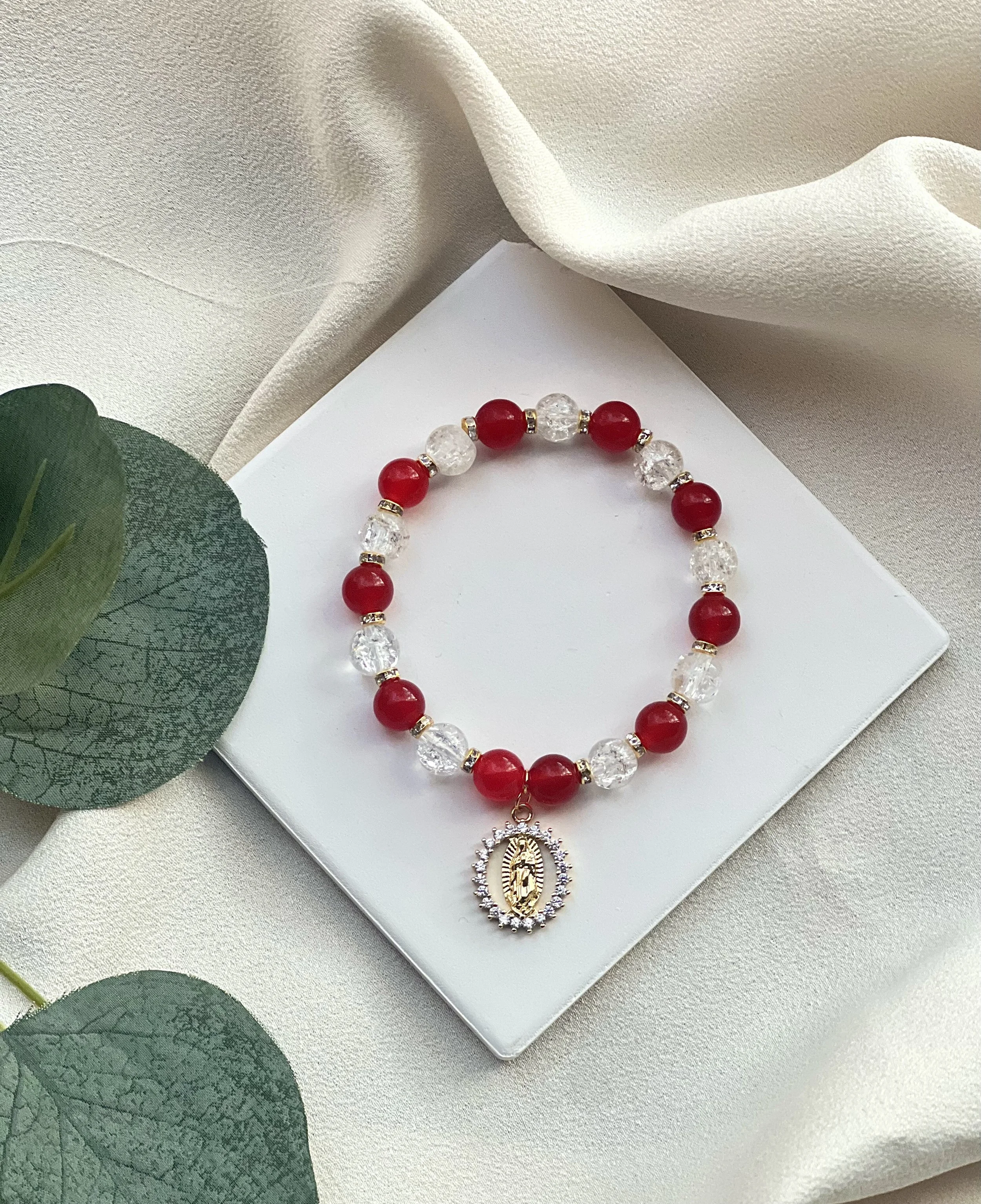 Virgencita Charm Bracelet - Red Agate