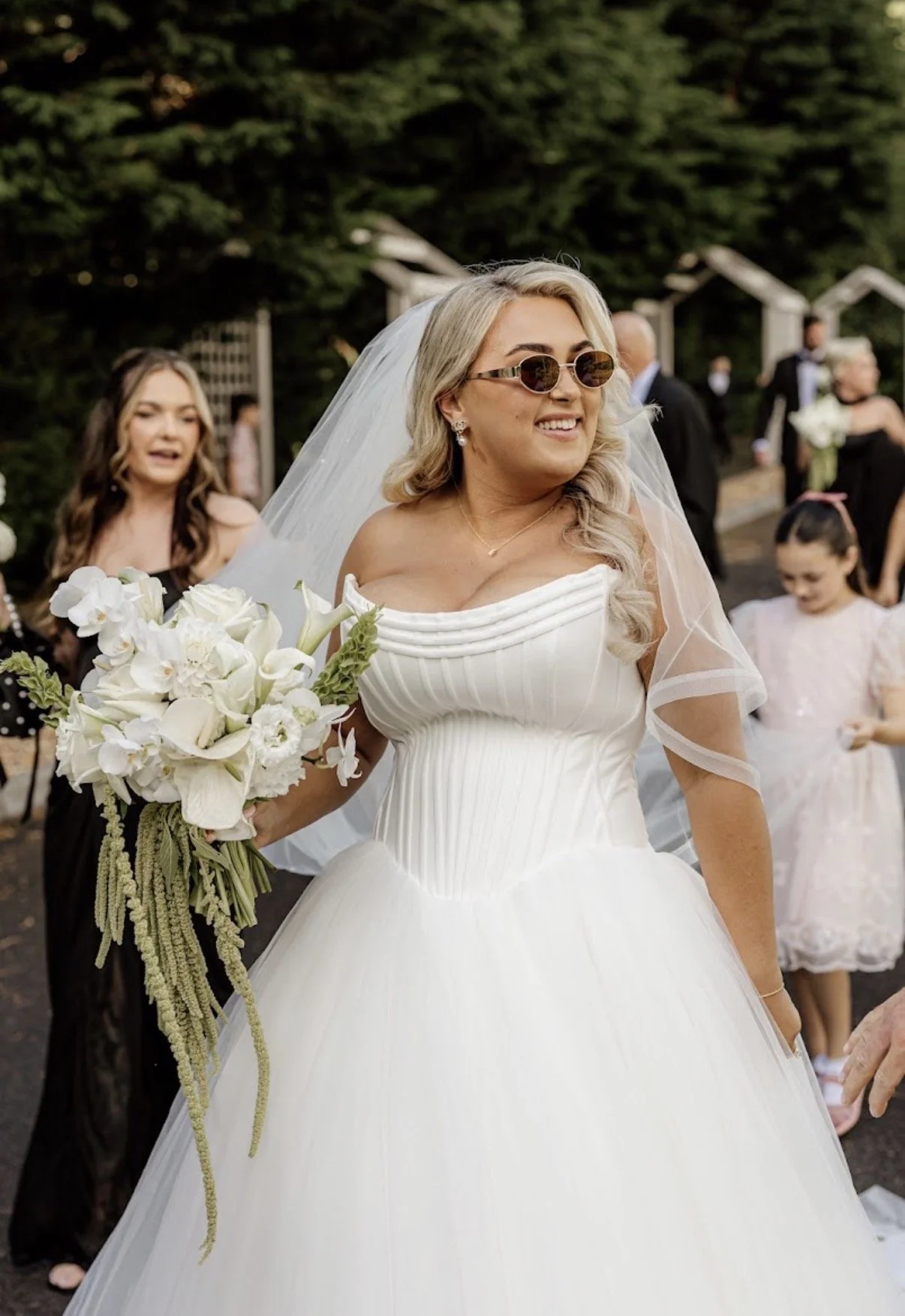 Editorial feel bridal bouquet with calla lily, anthurium, amaranthus, bells of ireland by Willow Heather Flowers in Northern Ireland country estate wedding