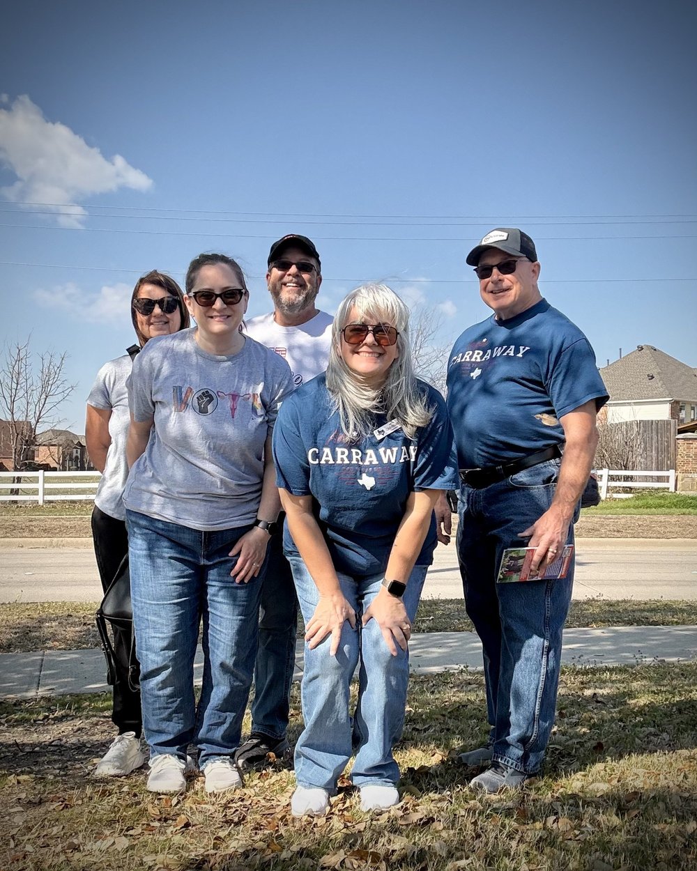 Angie Carraway with supporters and volunteers in Collin County