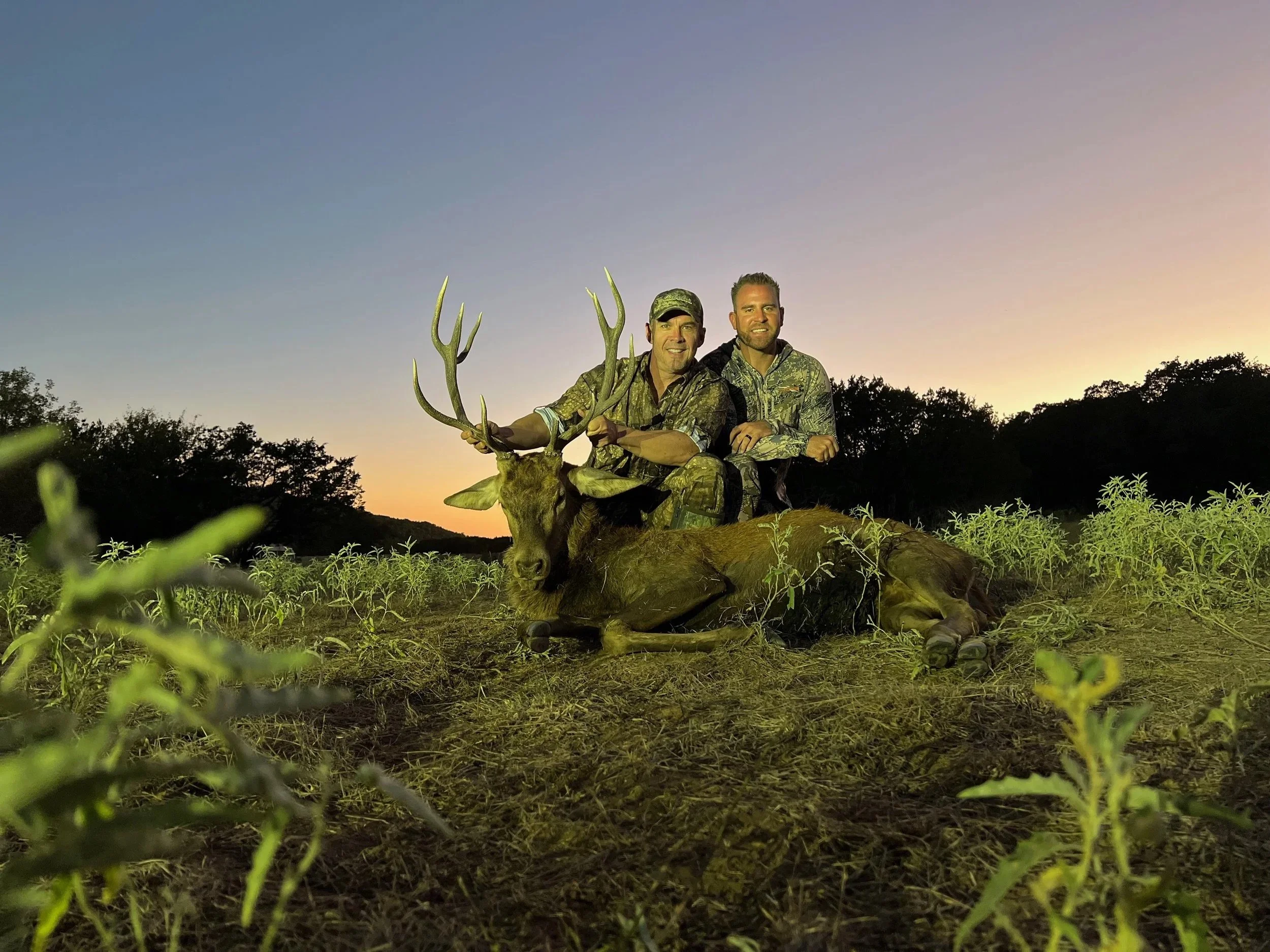 2 hunters and a stag