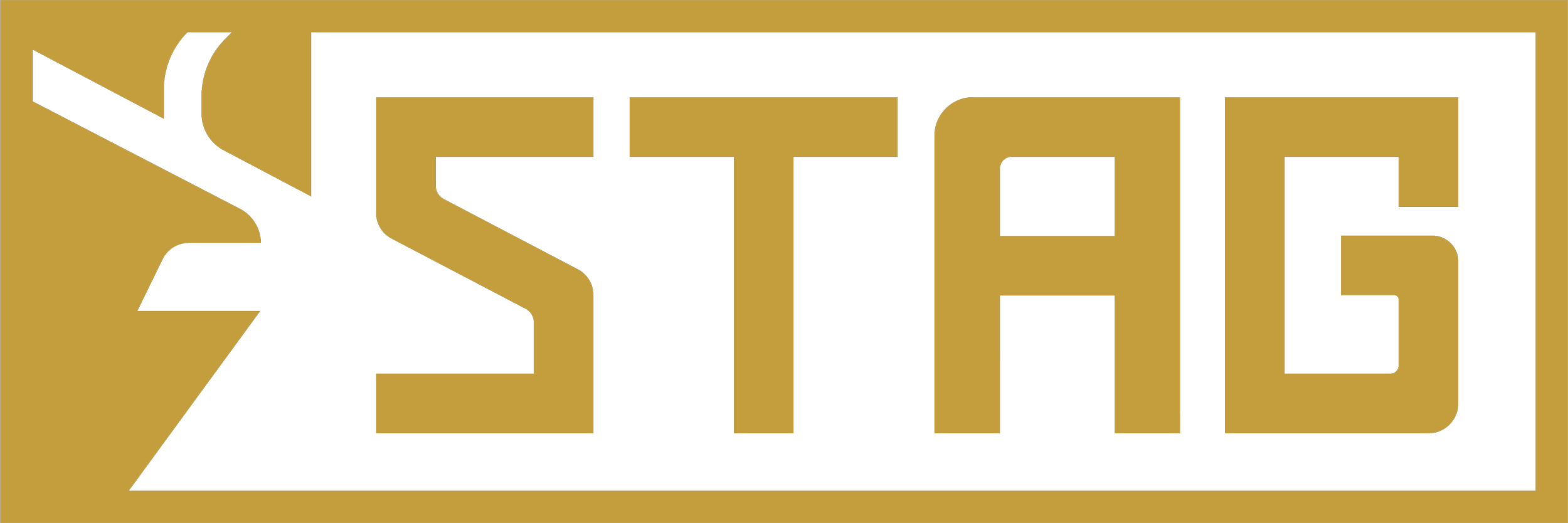 STAG logo in black and gold with a deer design.
