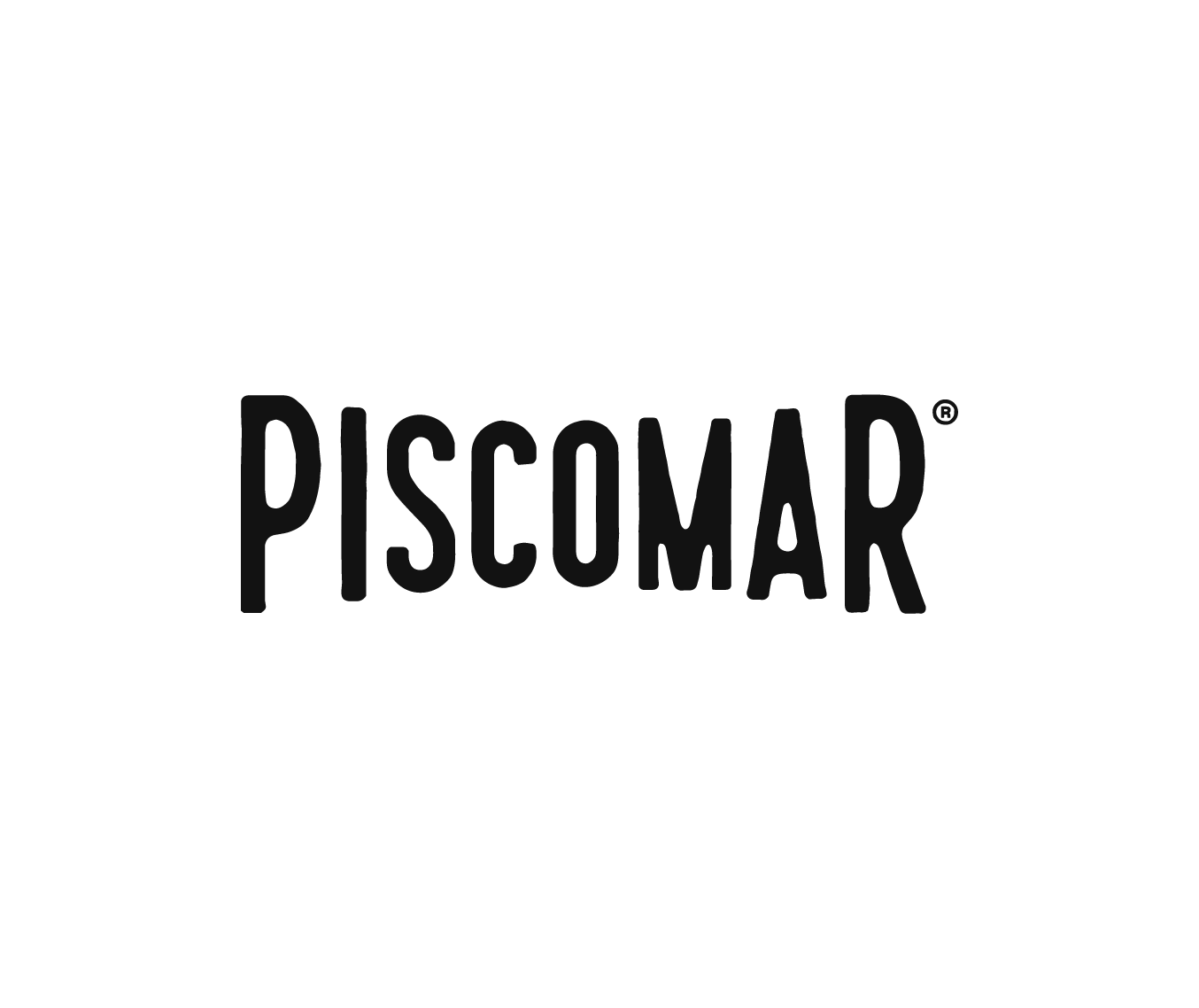 Logotipo de PiscoMar en fondo negro con marina y ola en la parte superior