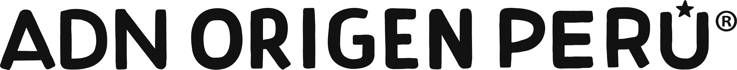 Logotipo del producto 'ADN Origen Perú' en letras negras con fondo transparente.