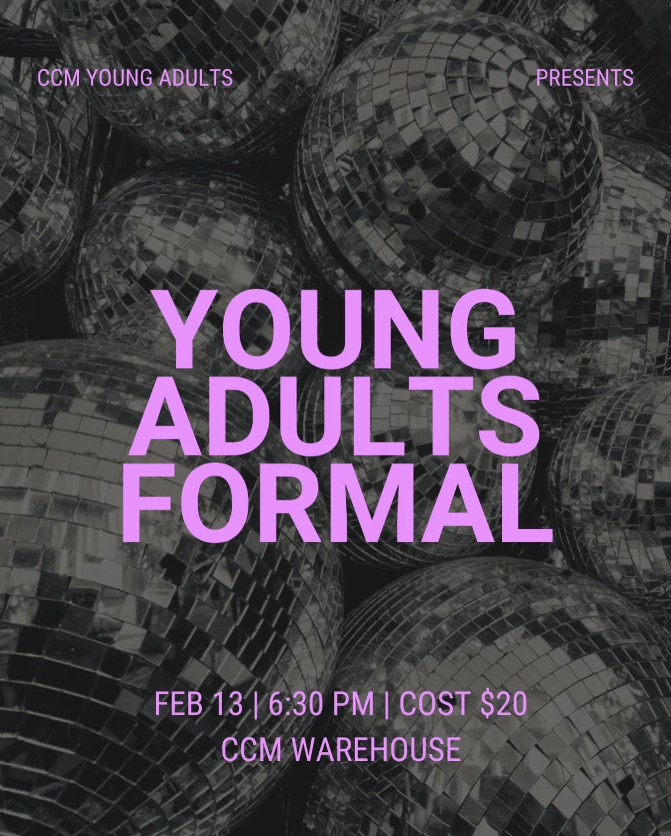 Looking for an excuse to dress up? We&rsquo;ve got you 😎

Young Adults Formal is Friday, February 13th @6:30 PM at Calvary Chapel Monrovia in the warehouse. There&rsquo;ll be food, drinks, music, dancing, and a photo booth 📸✨🪩

Details below ⬇️ 

