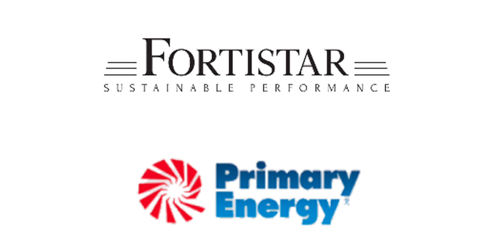 Fortistar logo with the tagline 'Sustainable Performance' and Primary Energy logo with a red spiral symbol and blue text.