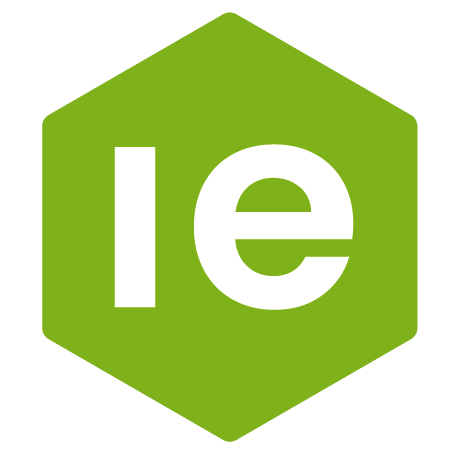 Green hexagon with white lowercase letters 'le' in the center.