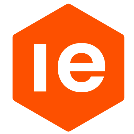 Orange hexagon with white lowercase letters 'le' inside