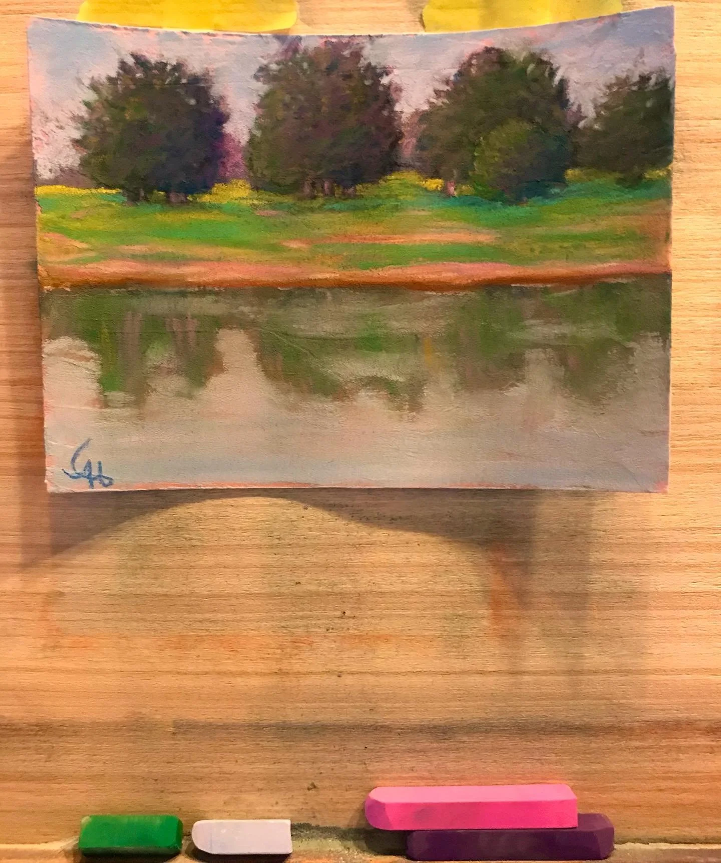 Here's another pastel painting. This one is inspired by a demo done by pastel artist Karen Margulis. This is on gessoed watercolor paper. This time the surface wasn't as bumpy as the last paper I worked on. 😁 #pastelpainting #softpastels #workingsma