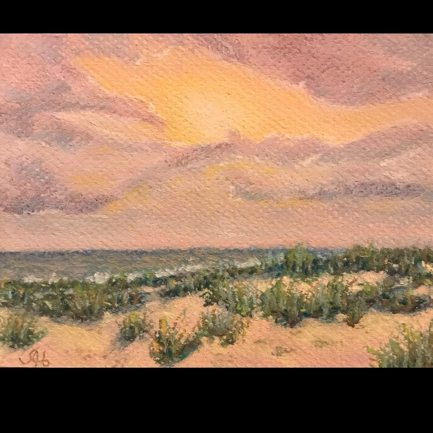 This painting is 4.5x 6 it's a small one. I find that I don't care for this particular paper because of its texture, but it is what it is😁 #pastelpainting #softpastels #womenartists #socalartist #beachdunes #sandandsurf #ocean #sunset #fineart