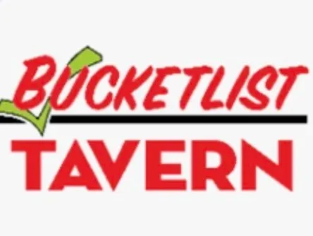 Logo of Bucketlist Tavern with a checkmark and stylized text.