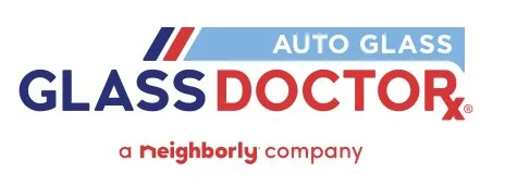 Logo for Auto Glass Glass Doctor, a neighborly company, with a blue and red color scheme.