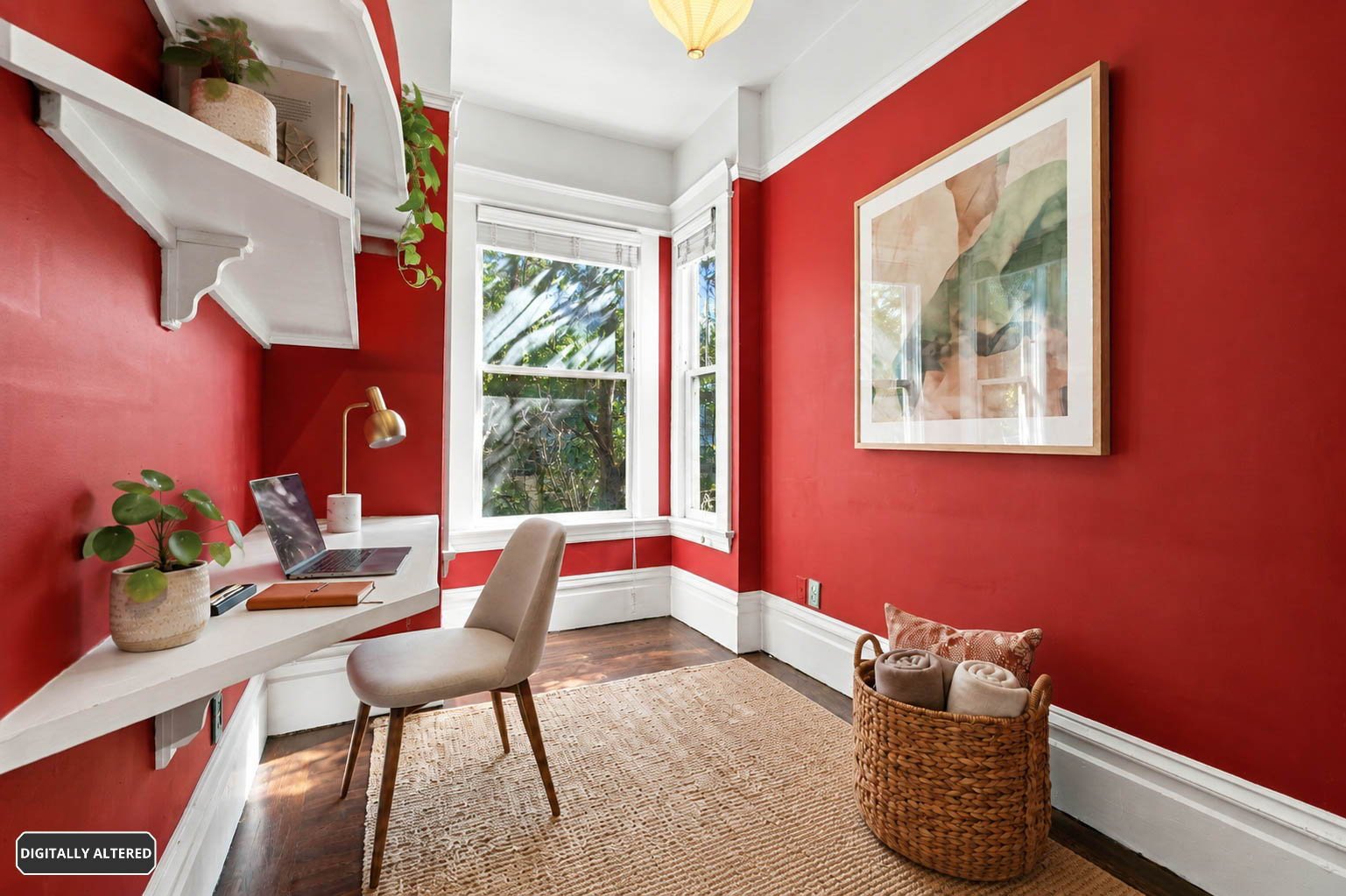 Red Room (Jr. Bedroom or office)- Digitally -staged