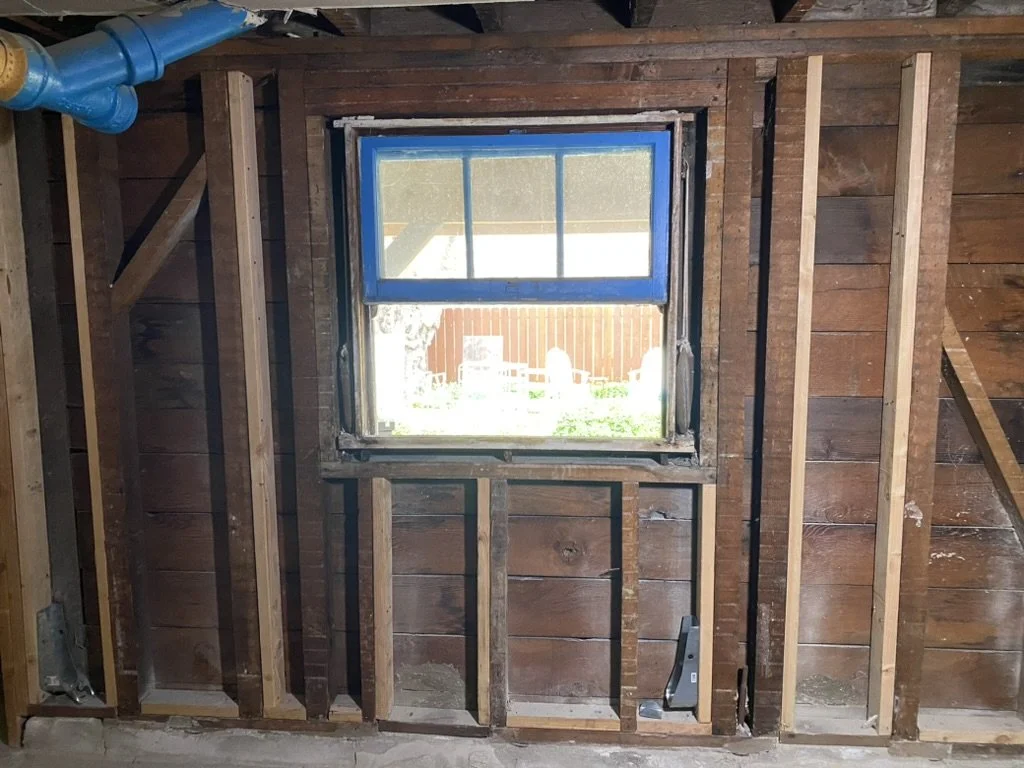 Exposed wall with a window