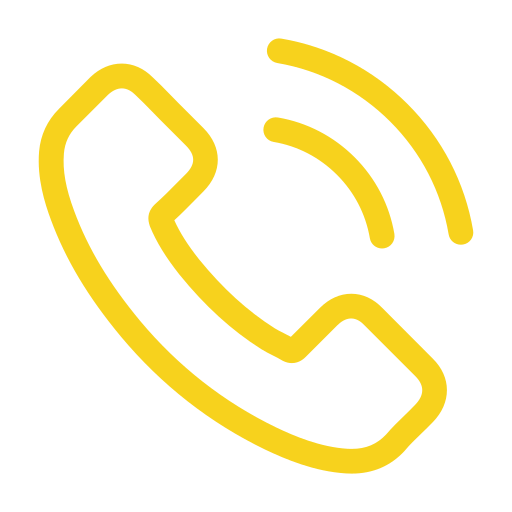 Yellow phone receiver icon on black background.