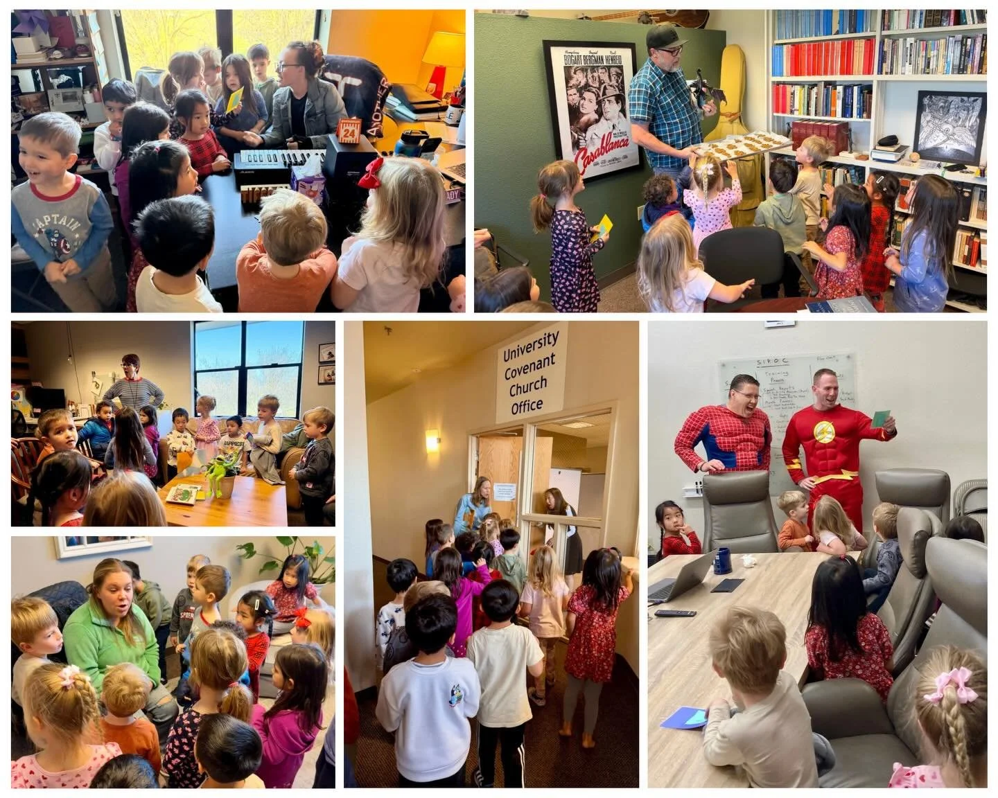 We are grateful for our church staff who enthusiastically welcomed our preschoolers to the church offices today as we searched for our runaway gingerbread cookies. We met lots of helpers on our adventure who celebrated with us when we finally found o