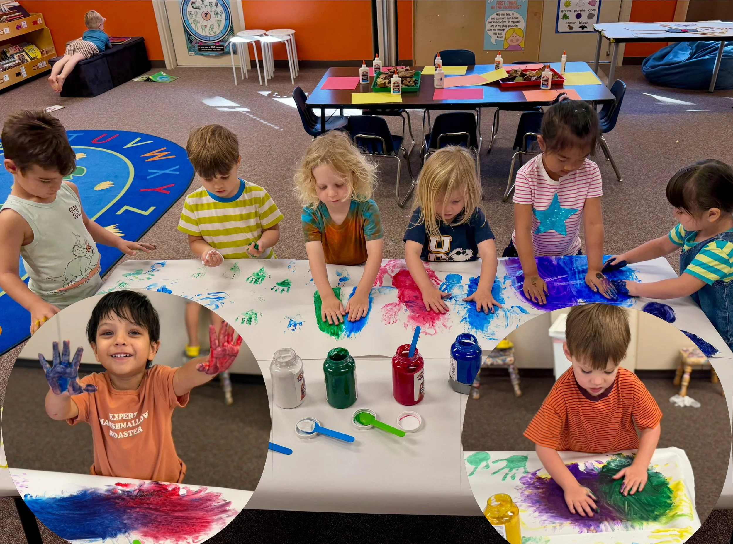Time for some classic finger painting today.  #ucnskids #lakeshorelearning