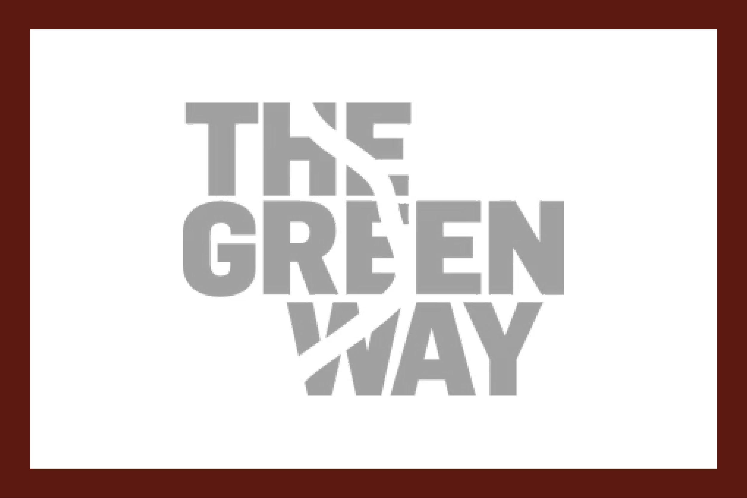 "The Green Way" text logo on a black background with an arch design through the text.