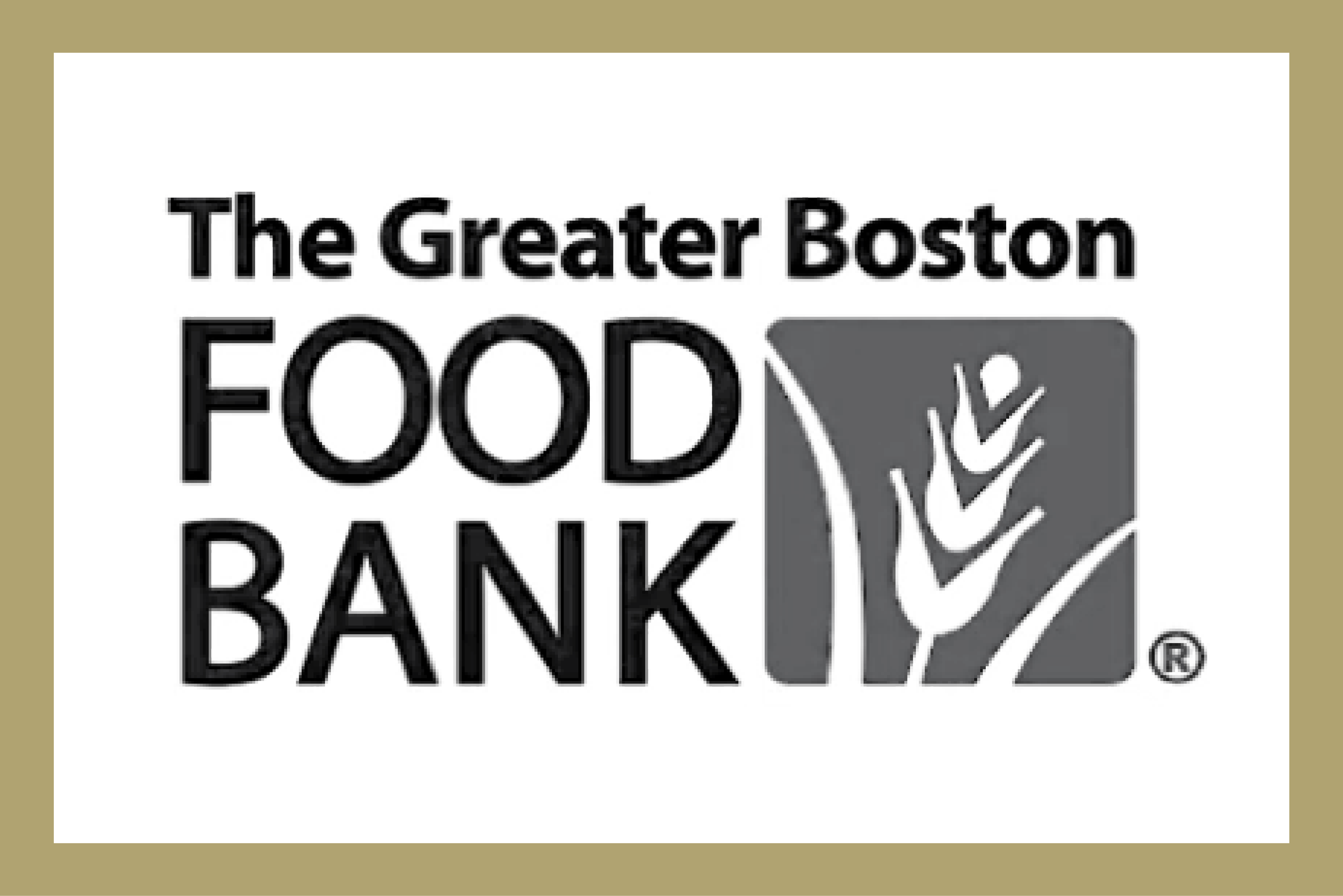 Logo of The Greater Boston Food Bank with grain graphic.