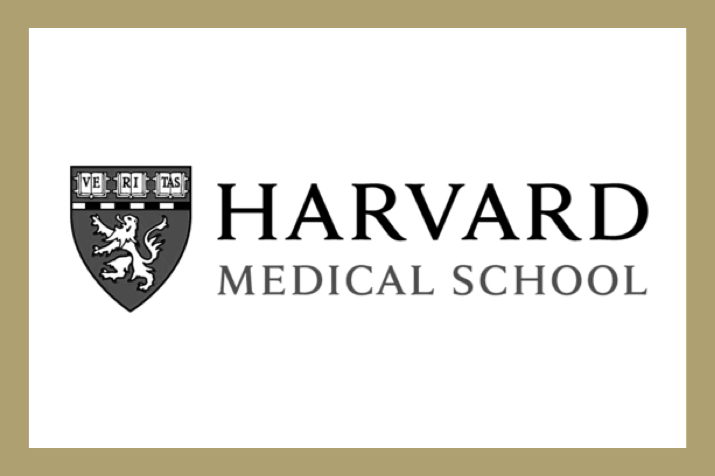 Harvard Medical School logo with the Harvard shield and "Veritas" motto.