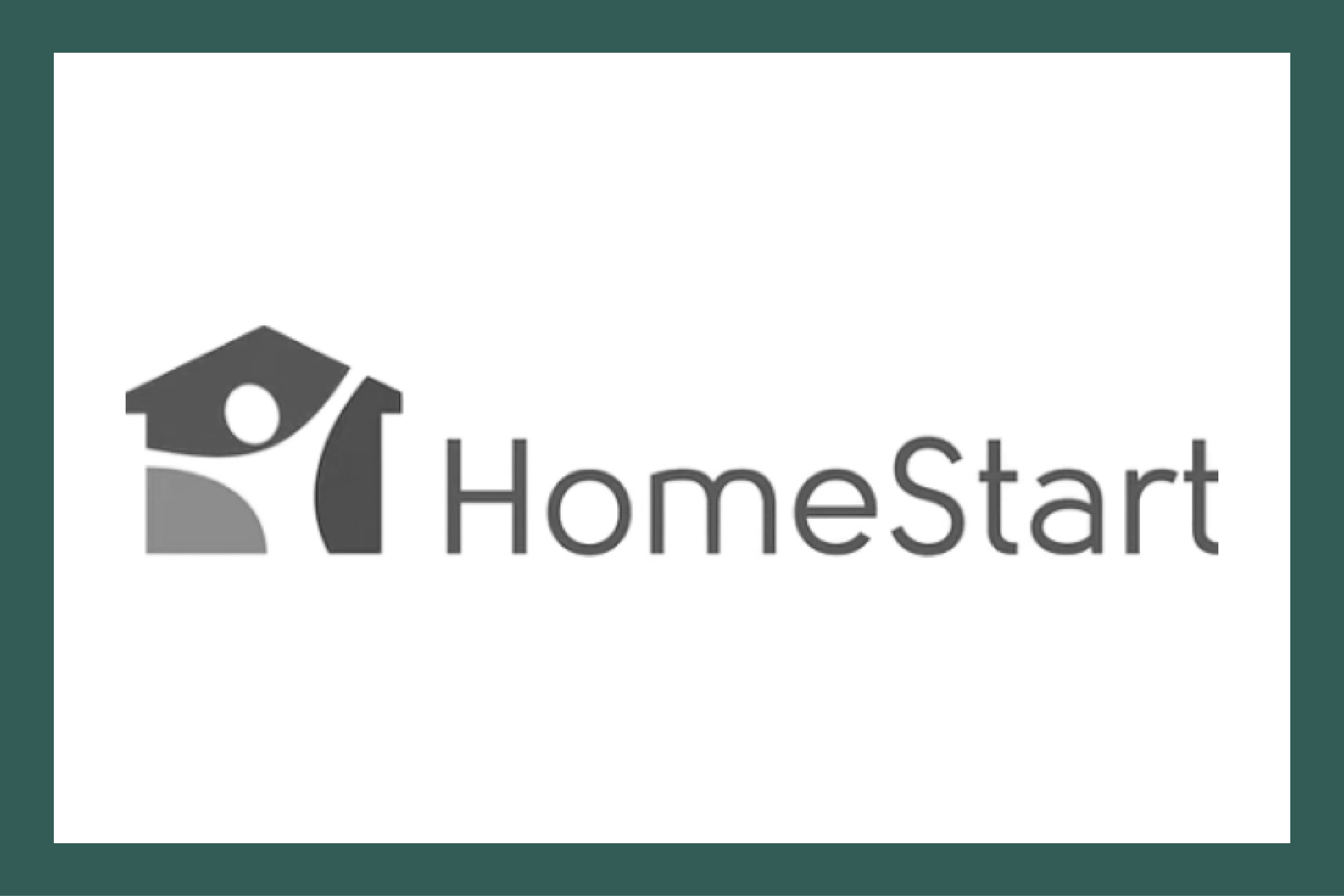 HomeStart logo with abstract house design