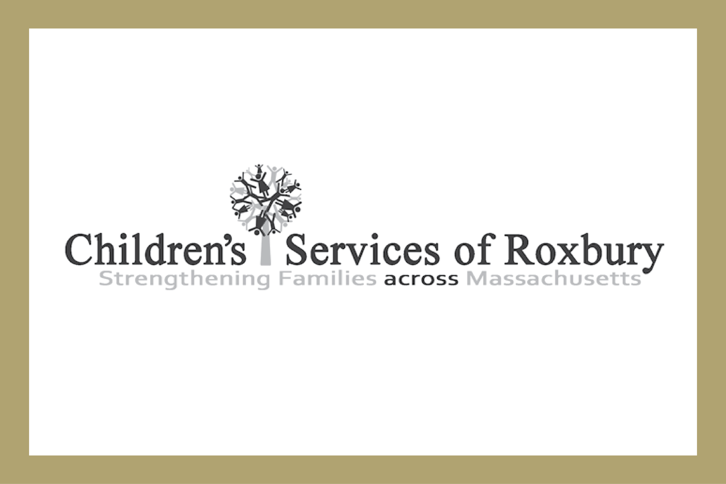Logo of Children's Services of Roxbury with a tree graphic, text stating "Strengthening Families across Massachusetts."