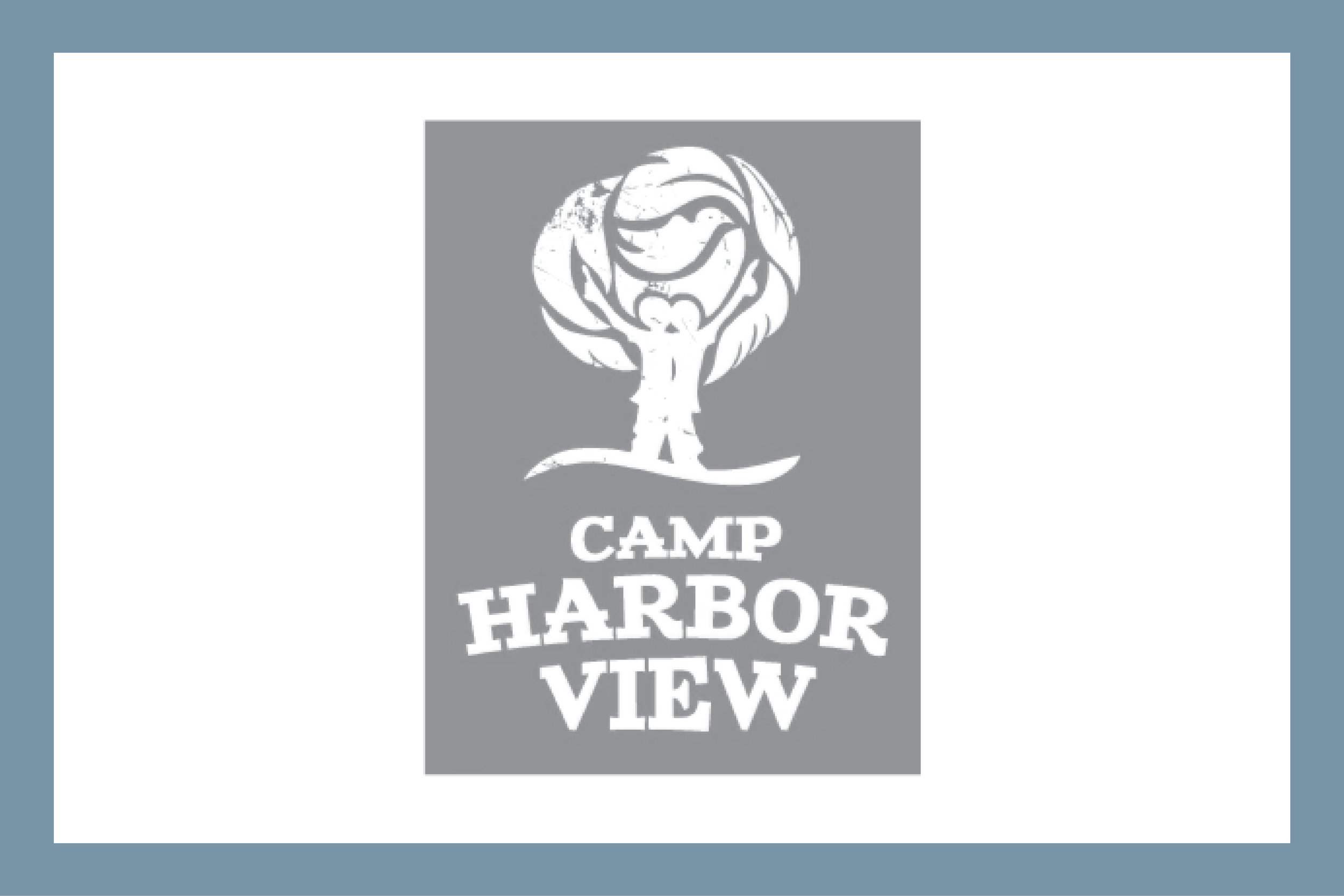 Camp Harbor View logo with a stylized bird and tree design above the text.
