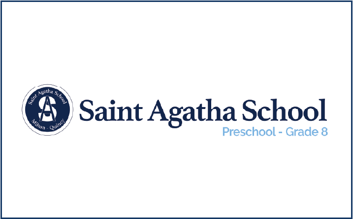 Saint Agatha School logo with text 'Saint Agatha School Preschool-Grade 8' on a white background.