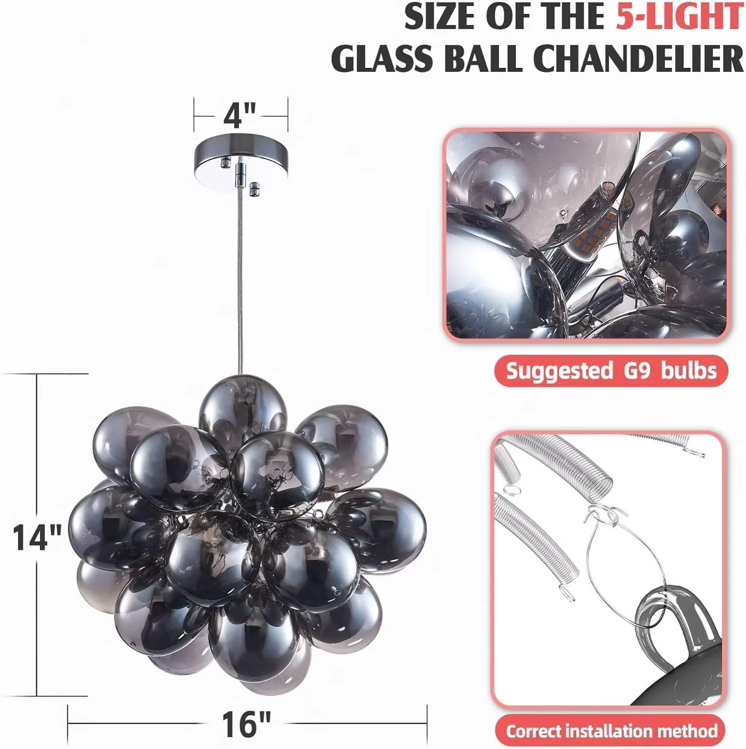 Medium Sized Glass Balloon Chandelier