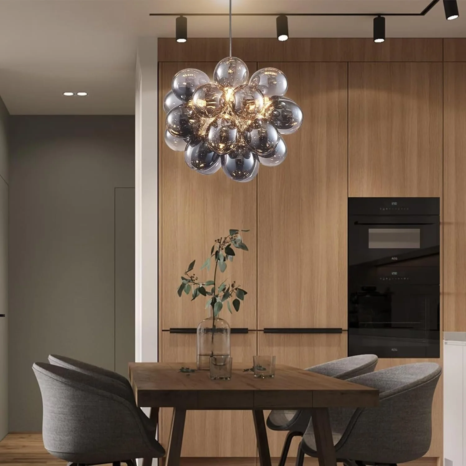 Black Glass Globe Light