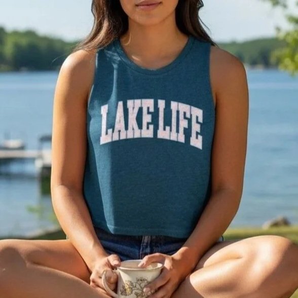 Lake Life Cropped Racerback Tank