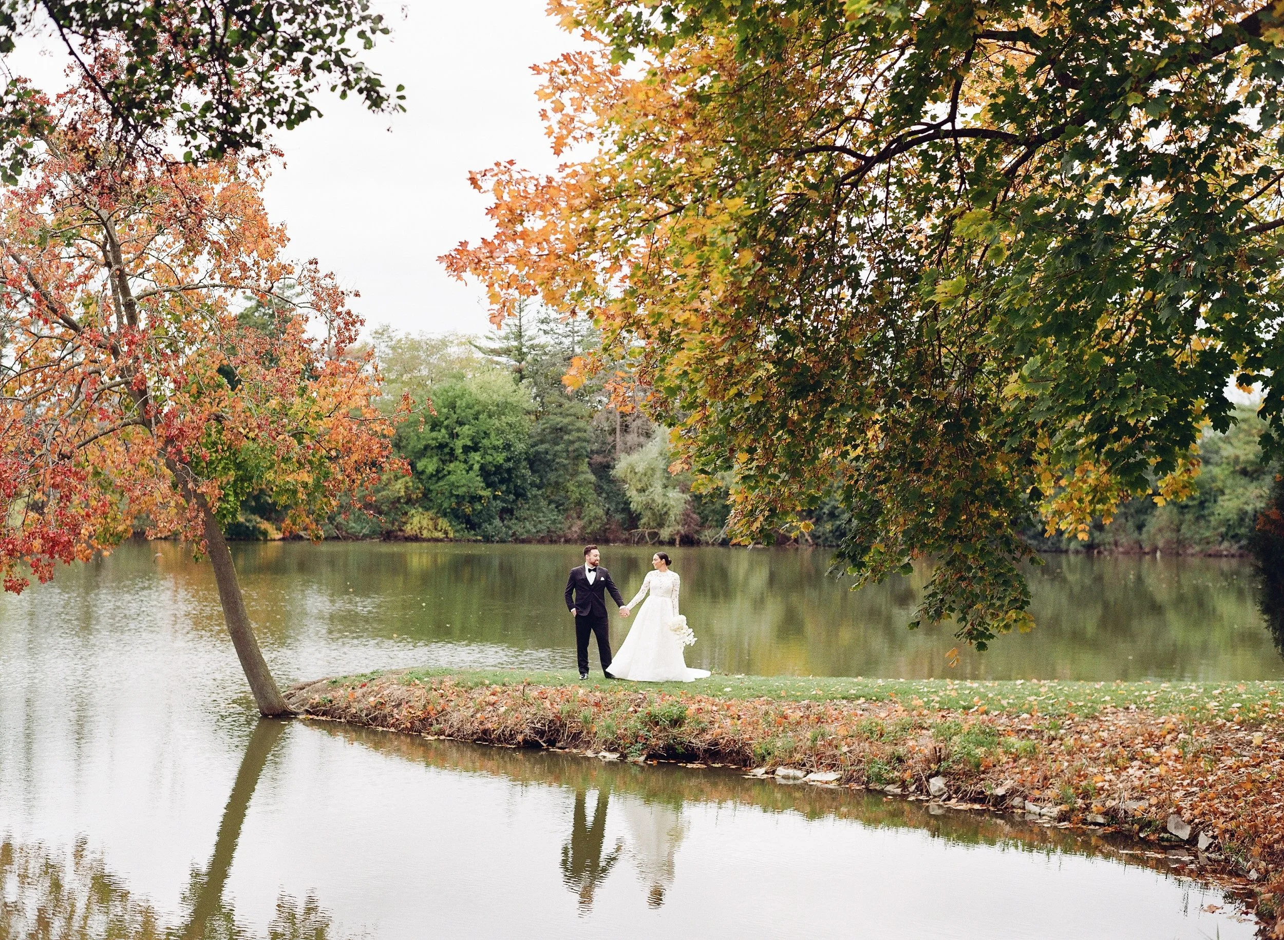Wedding Portrait on Film Luxury Wedding at the Armour House Fall Colors