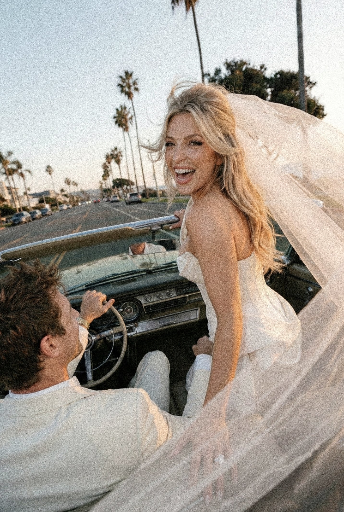 Lumiere and Grain beverly hills hotel wedding car portrait