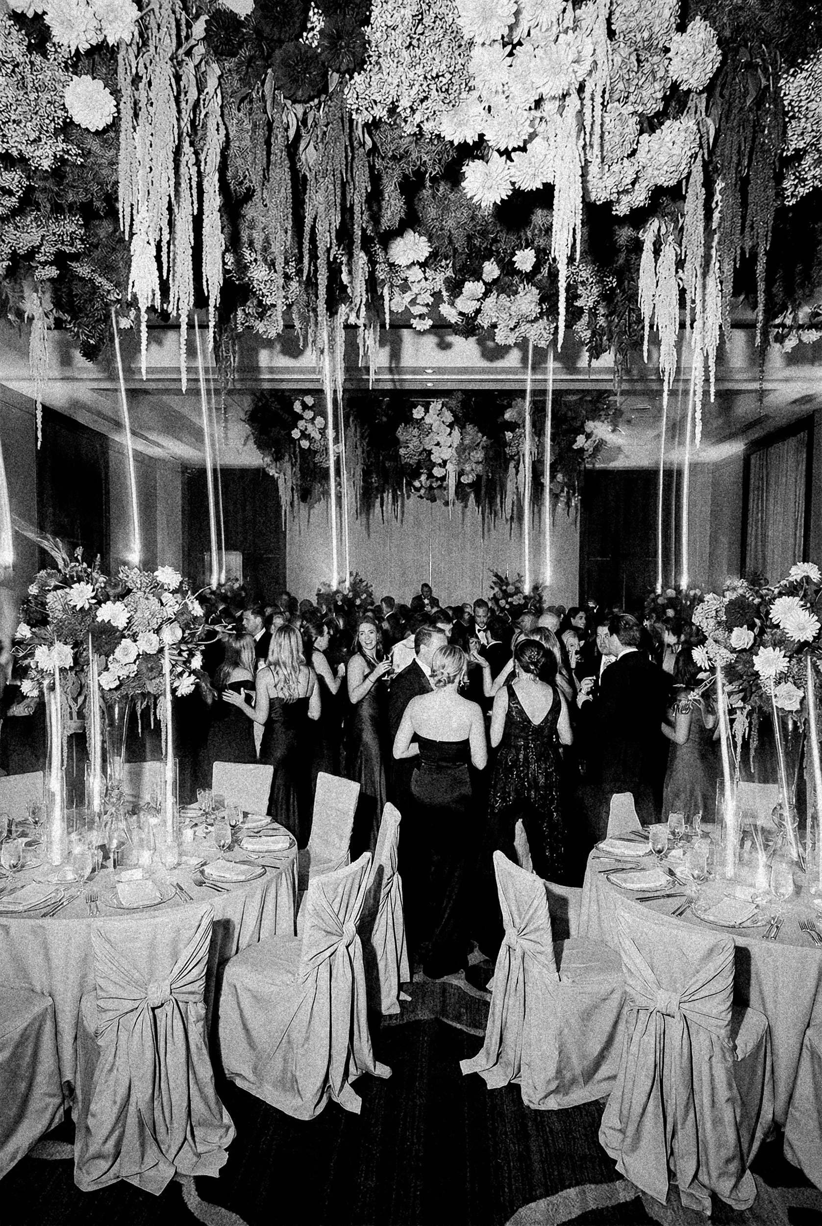 Lumiere and Grain Wedding Photography Reception black and white ballroom