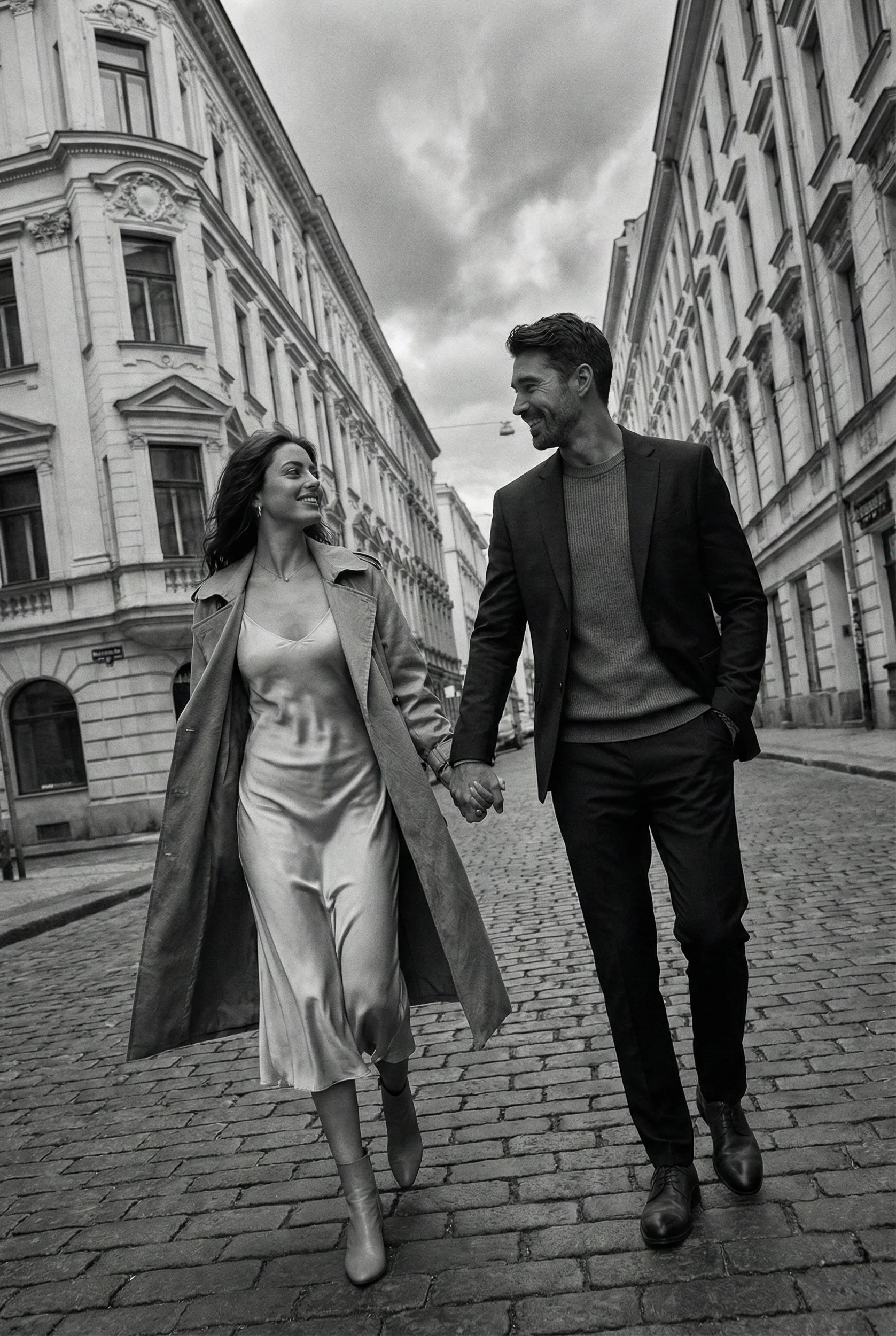 black and white documentary film engagement session in paris