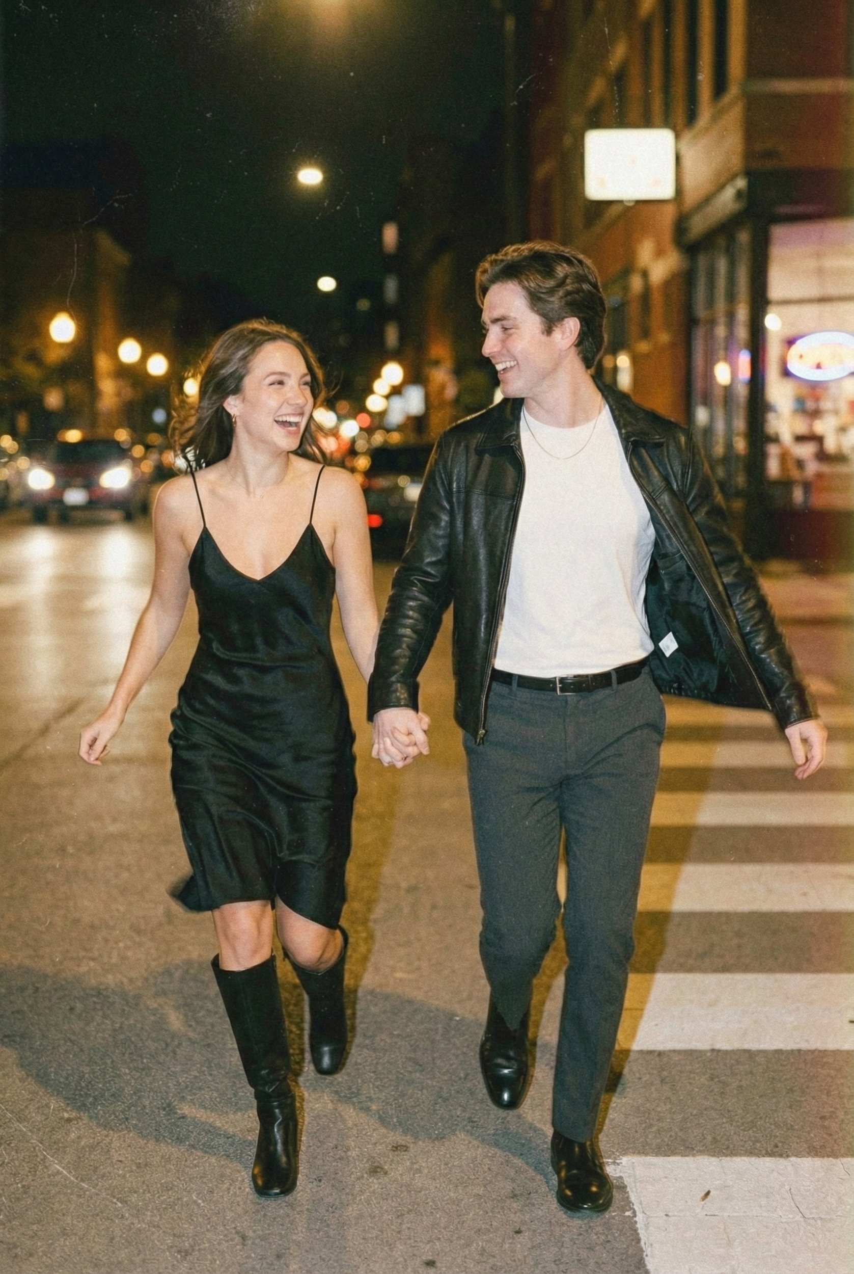 lumiere and grain wicker park night engagement photo