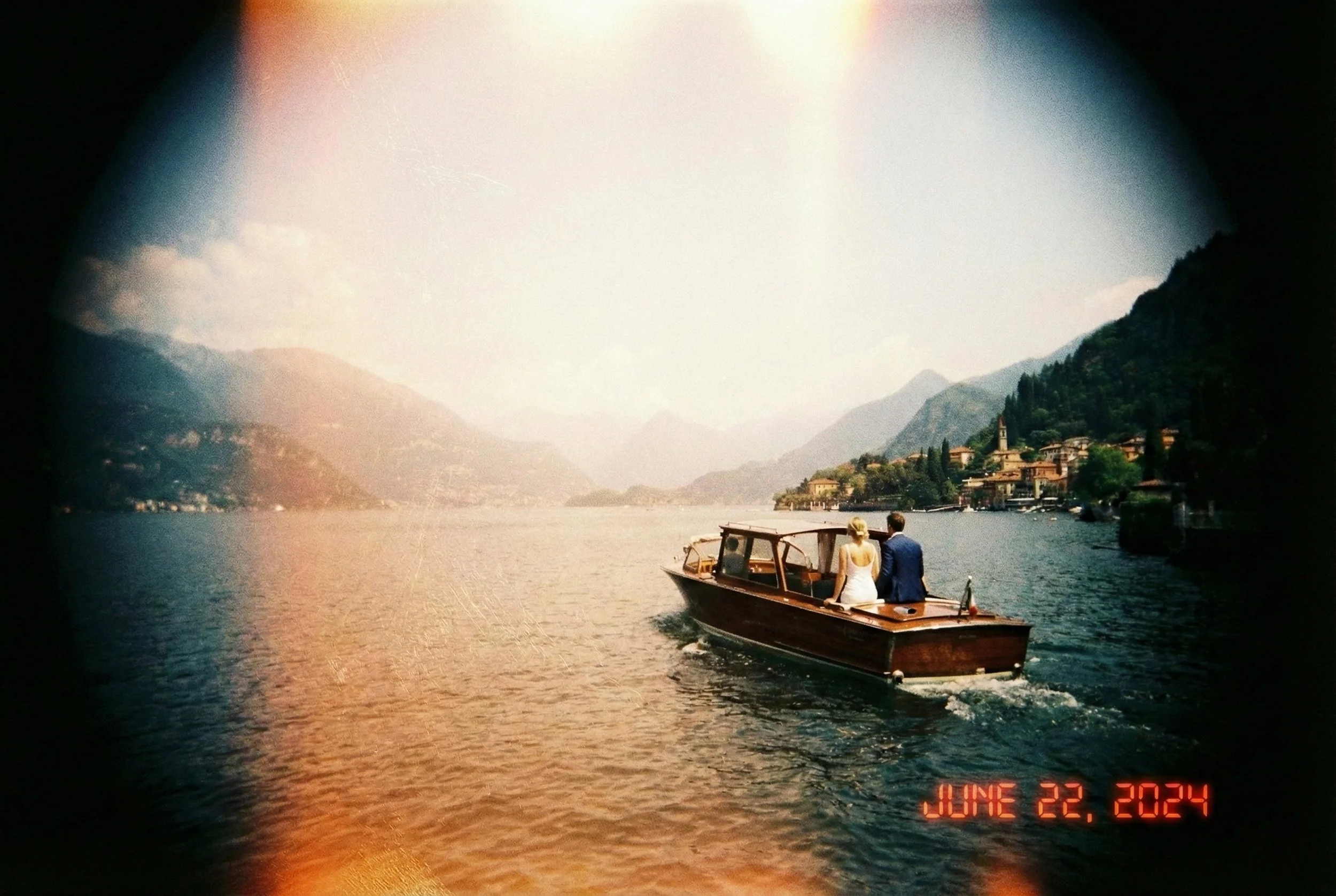 Lumiere and Grain Photography 35mm film lake como wedding boat