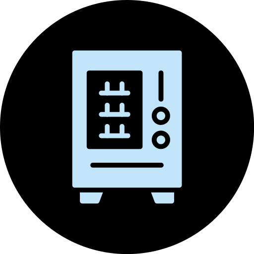 Icon of a vending machine with a payment card.