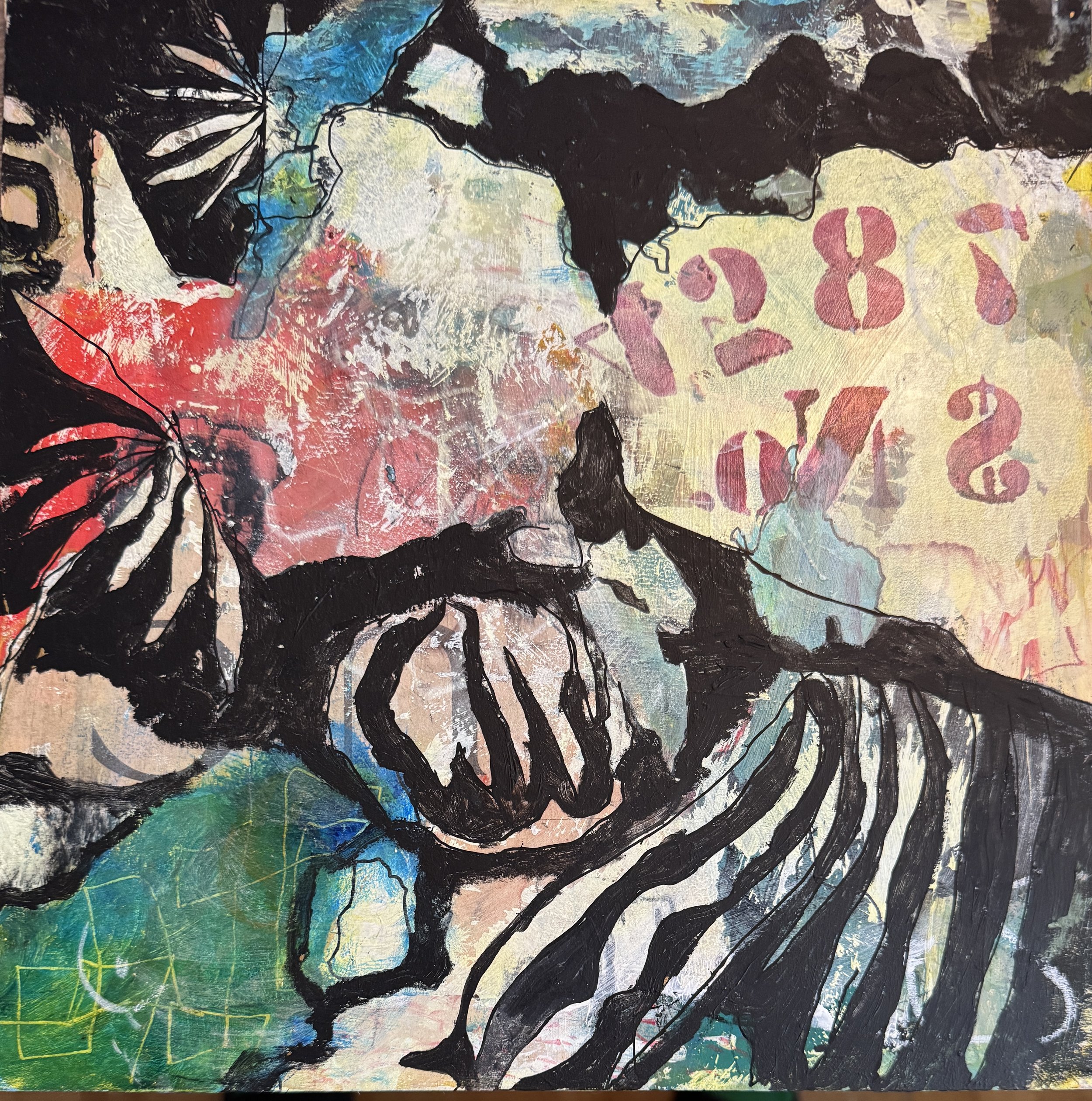 "DEEP GARDEN" 2025 12x12 acrylic on wood panel