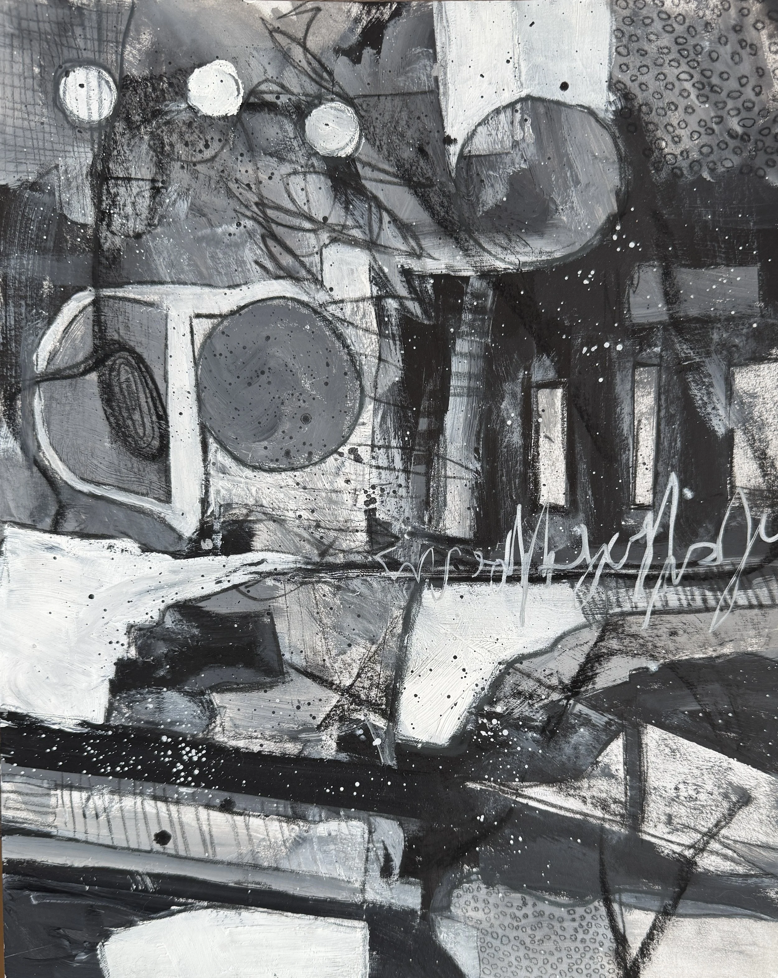 "BREAKTHROUGH" 2025 11x14 acrylic and charcoal on paper