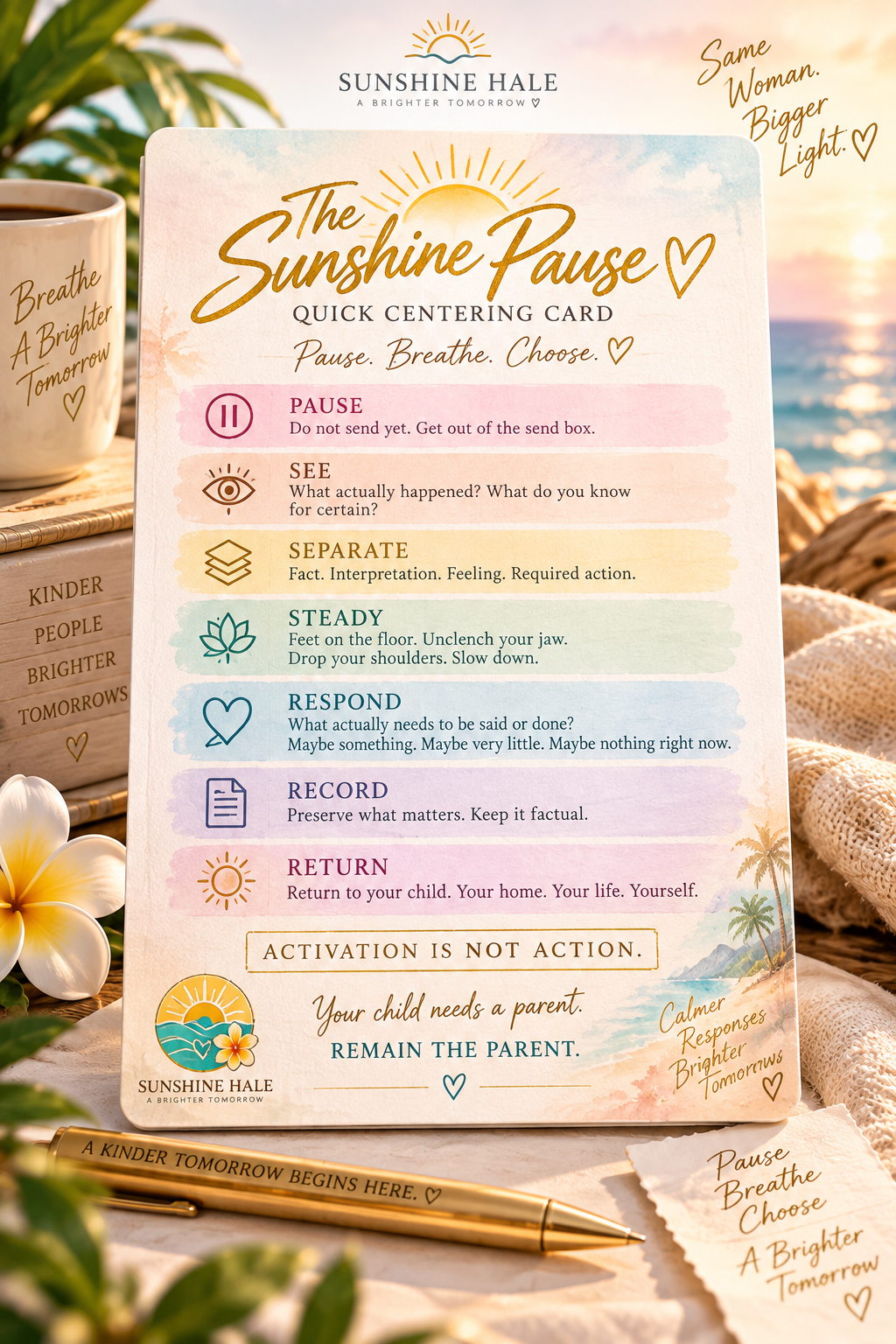 The Sunshine Pause Quick Centering Card, a free Sunshine Hale resource.