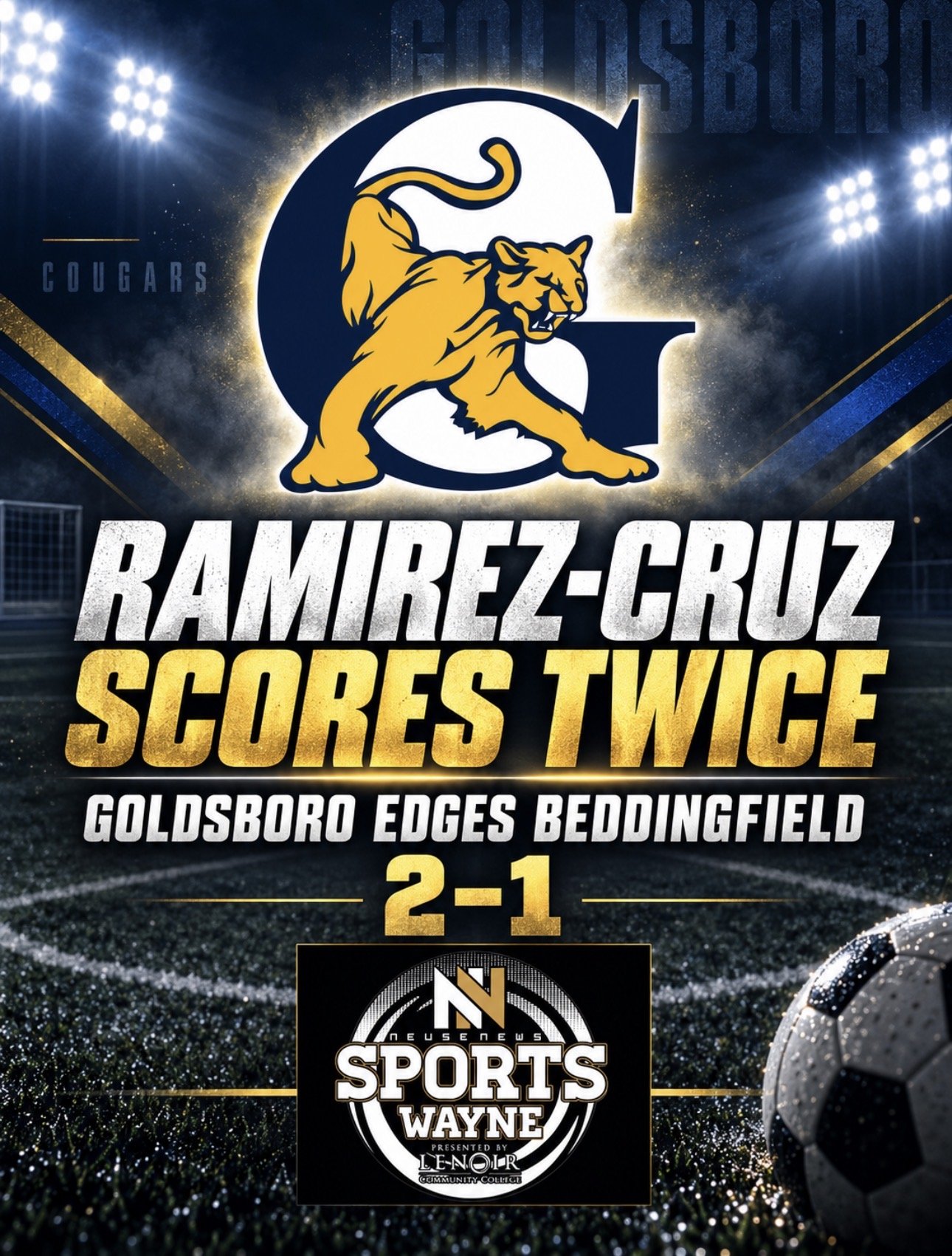 Ramirez-Cruz scores twice as Goldsboro edges Beddingfield
