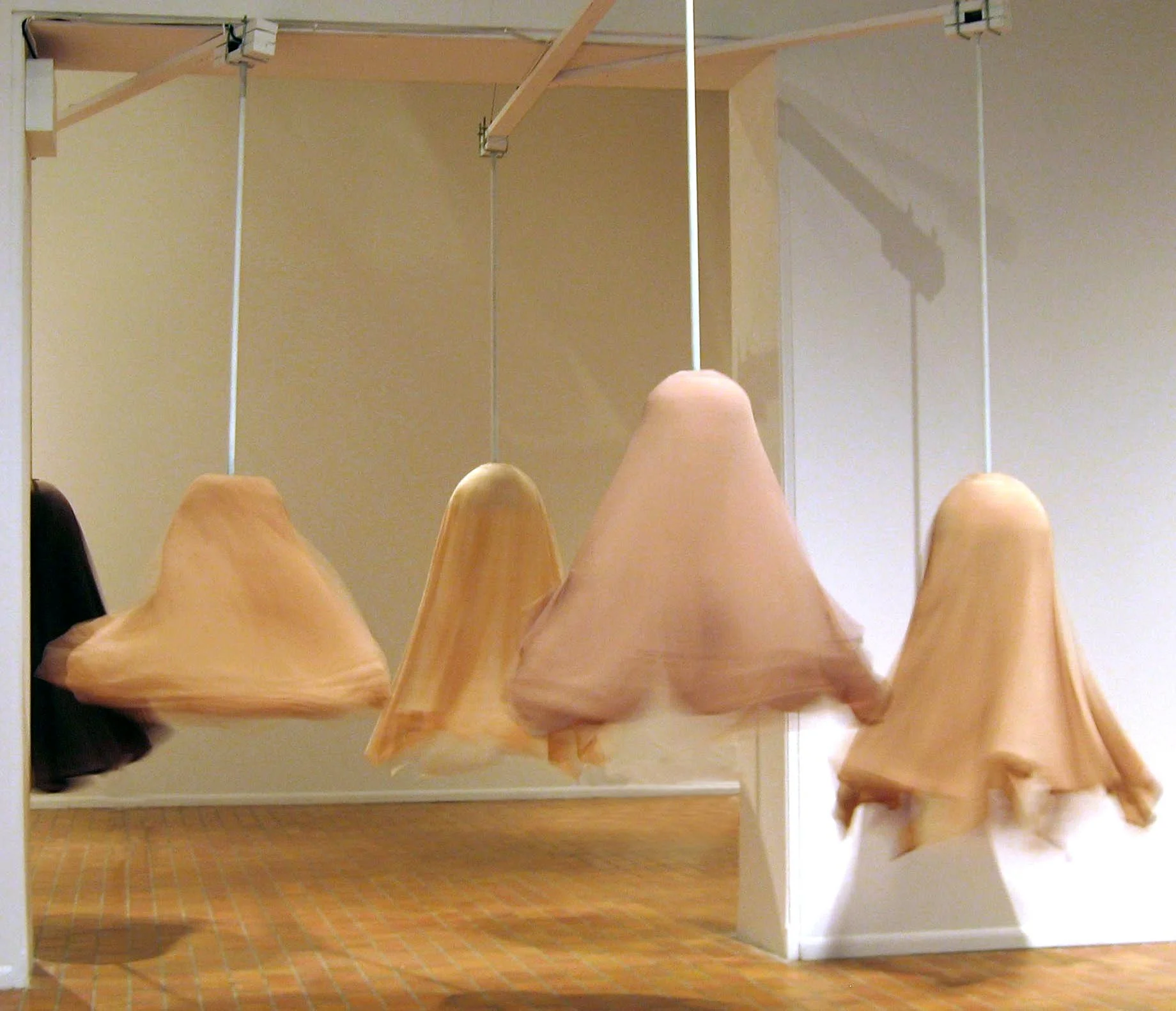 All we have are seconds we see clearly, silk, plant dyes, motors, Illingworth Kerr Gallery, 2007