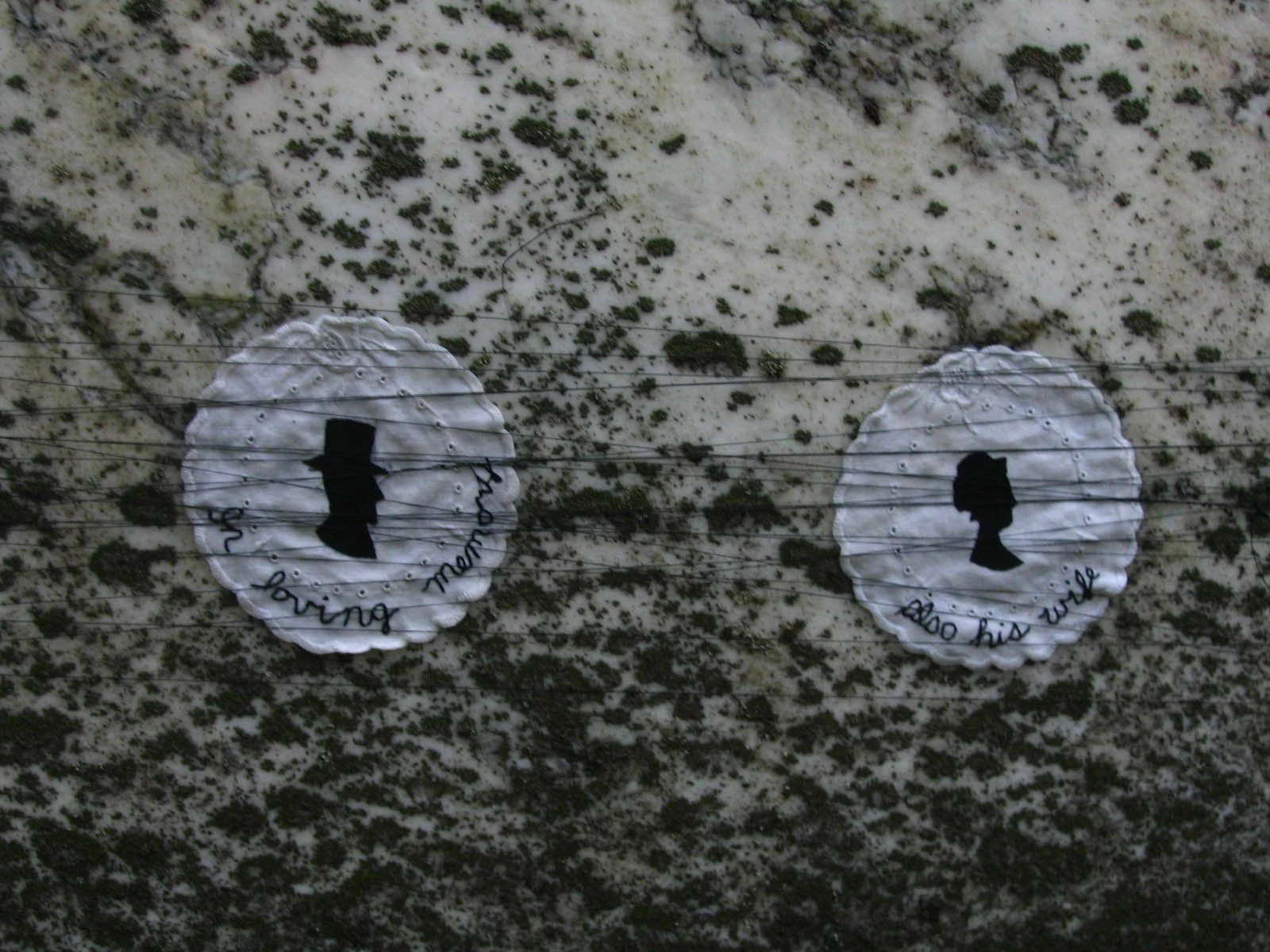 Dartmouth Cemetery, embroidery on doily, 2009