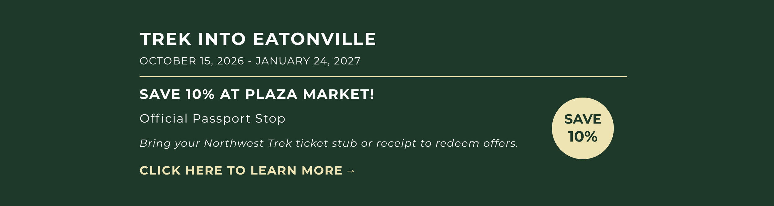 Click to learn more about the Trek into Eatonville where you can save 10% off Plaza Market. 