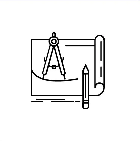 Icono de un compás, un bolígrafo y un plano arquitectónico.