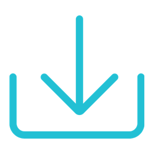 Download icon with a downward arrow inside a tray