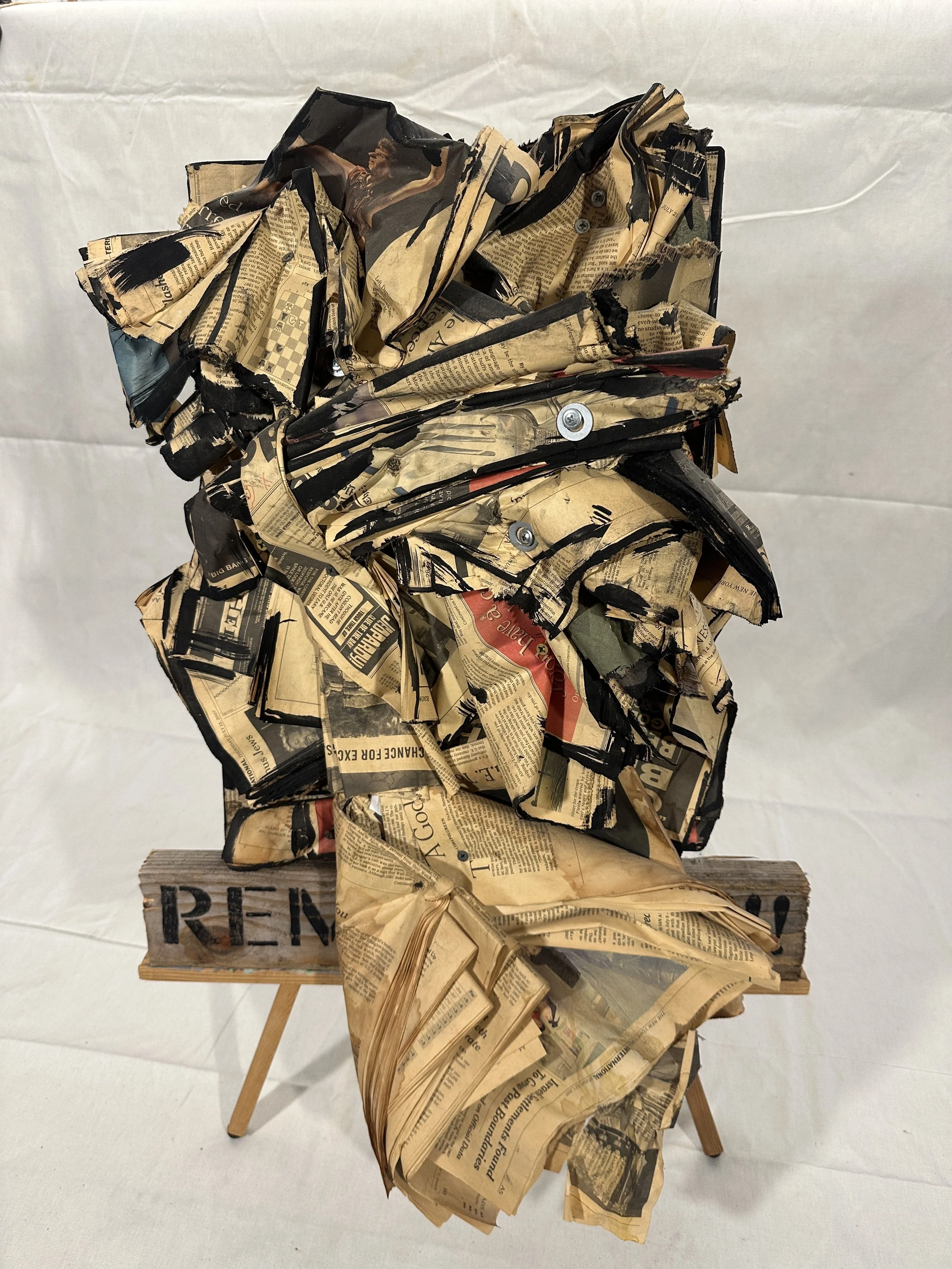 ink on paper/wood, 30x20x7"