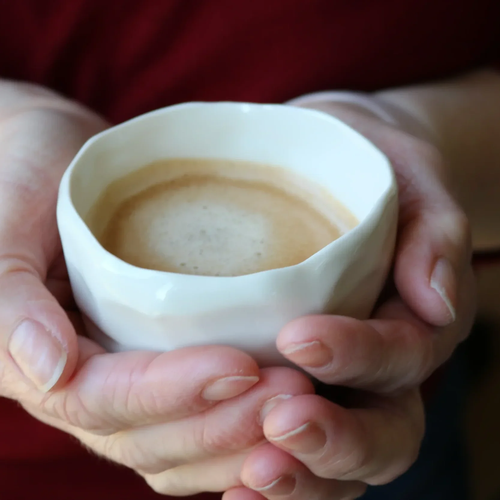 Slip-cast porcelain cup